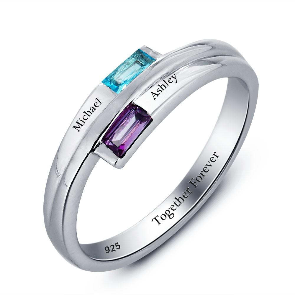 Engagement Rings 925 Sterling Silver Promise Personalized Rings Names Birthstone Jewelry Mother Daughter Ring-Customized Jewel