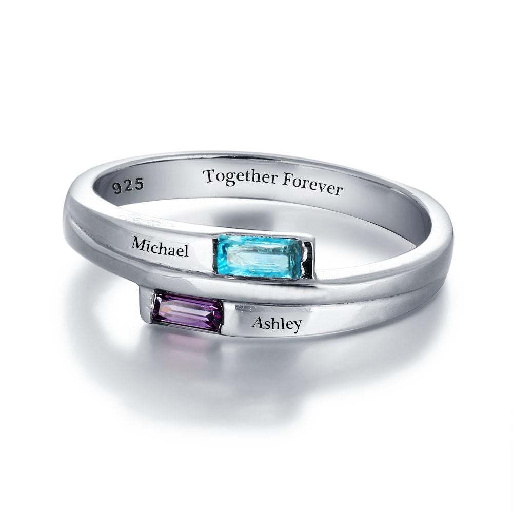 Engagement Rings 925 Sterling Silver Promise Personalized Rings Names Birthstone Jewelry Mother Daughter Ring-Customized Jewel