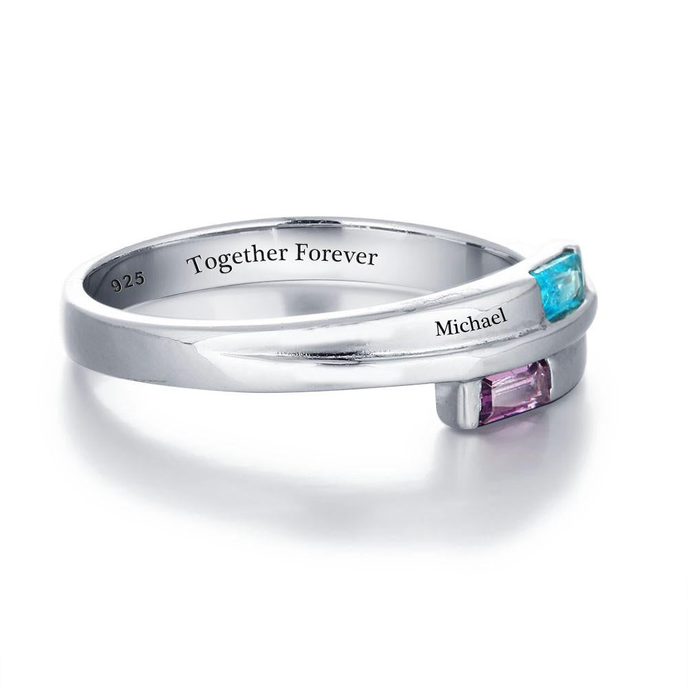 Engagement Rings 925 Sterling Silver Promise Personalized Rings Names Birthstone Jewelry Mother Daughter Ring-Customized Jewel