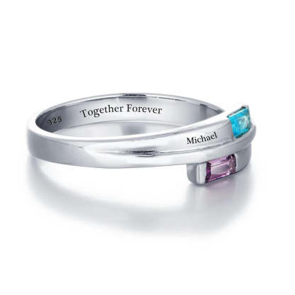 Engagement Rings 925 Sterling Silver Promise Personalized Rings Names Birthstone Jewelry Mother Daughter Ring-Customized Jewel