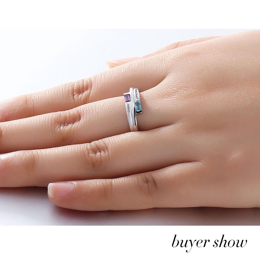 Engagement Rings 925 Sterling Silver Promise Personalized Rings Names Birthstone Jewelry Mother Daughter Ring-Customized Jewel