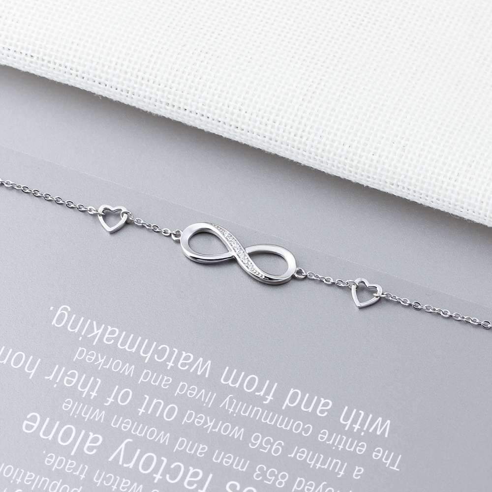 Infinity Diamond - Sterling Silver Chain Bracelet with Cubic Zirconia Stones, Trendy Jewelry Gift-Customized Jewel