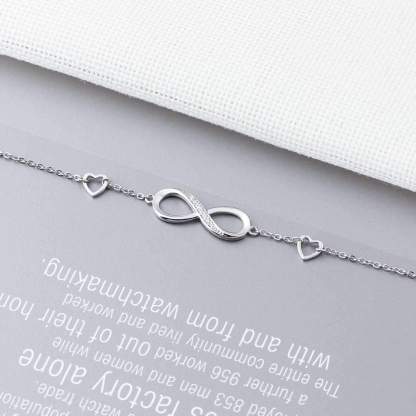 Infinity Diamond - Sterling Silver Chain Bracelet with Cubic Zirconia Stones, Trendy Jewelry Gift-Customized Jewel