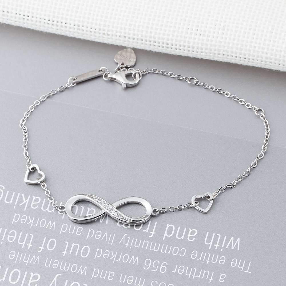 Infinity Diamond - Sterling Silver Chain Bracelet with Cubic Zirconia Stones, Trendy Jewelry Gift-Customized Jewel