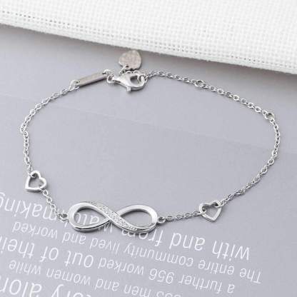 Infinity Diamond - Sterling Silver Chain Bracelet with Cubic Zirconia Stones, Trendy Jewelry Gift-Customized Jewel