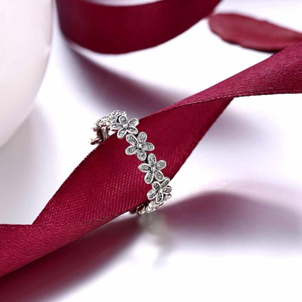 Solid 925 Sterling Silver Flowers Inlaid Zircon Rings for Women, Fashion Jewelry Gift-Customized Jewel