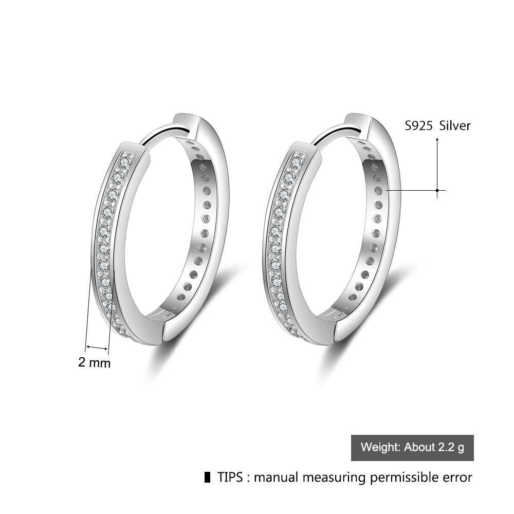 Solid 925 Sterling Silver Hoop Earrings for Women Round Circle Earrings with Zirconia Silver 925 Jewelry-Customized Jewel