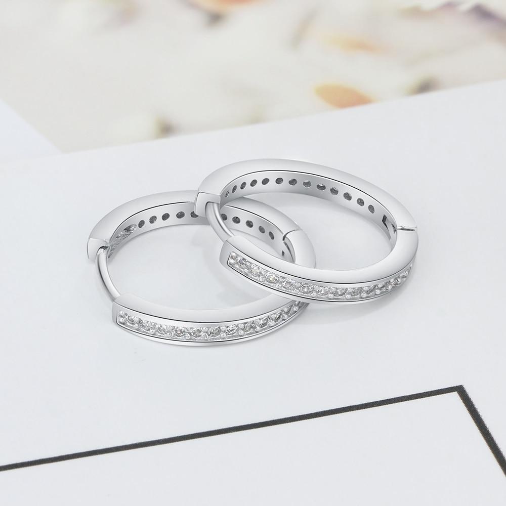 Solid 925 Sterling Silver Hoop Earrings for Women Round Circle Earrings with Zirconia Silver 925 Jewelry-Customized Jewel