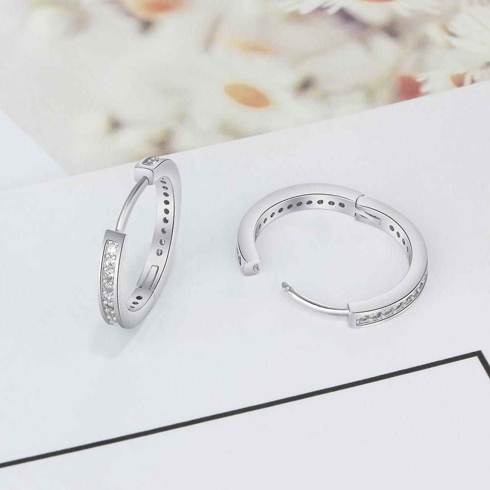 Solid 925 Sterling Silver Hoop Earrings for Women Round Circle Earrings with Zirconia Silver 925 Jewelry-Customized Jewel