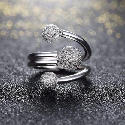 Solid 925 Sterling Silver Adjustable Rings for Women – Surround Ball Design – Party Jewelry Gift Ideas for Mom-Customized Jewel
