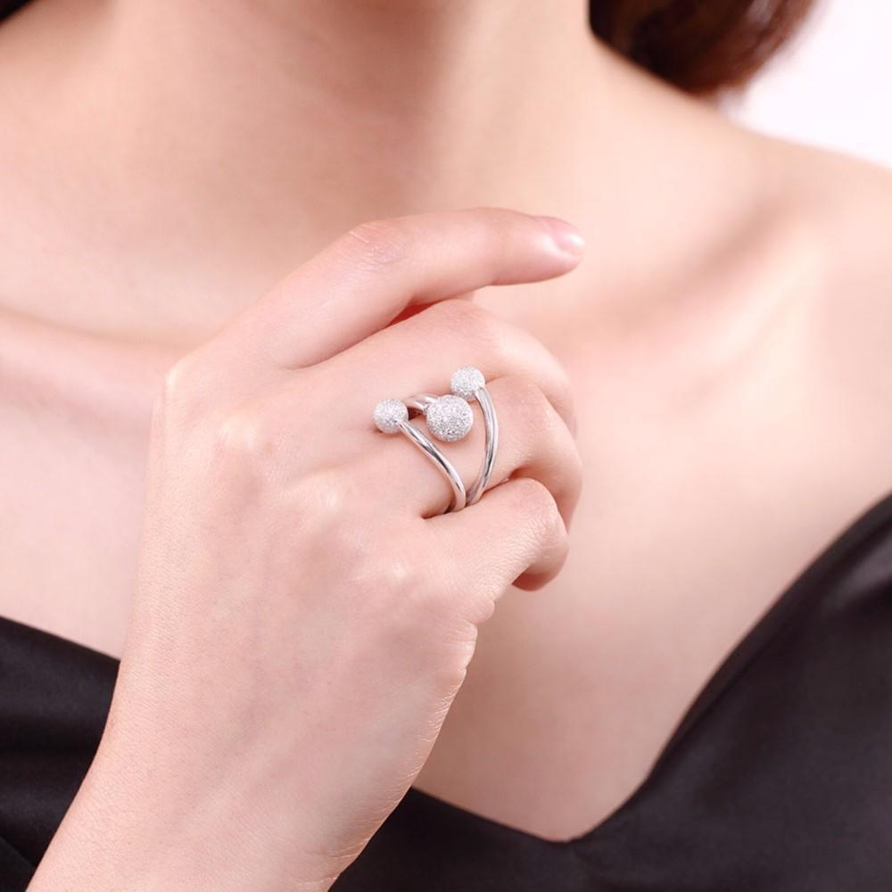 Solid 925 Sterling Silver Adjustable Rings for Women – Surround Ball Design – Party Jewelry Gift Ideas for Mom-Customized Jewel