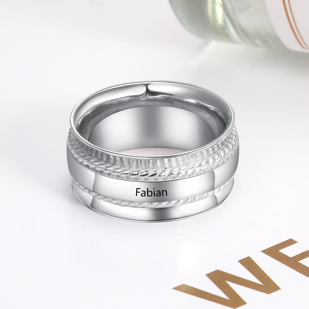 Personalized Custom Engraved Name Ring, Unisex Party Accessory, Trendy Jewelry Gift-Customized Jewel