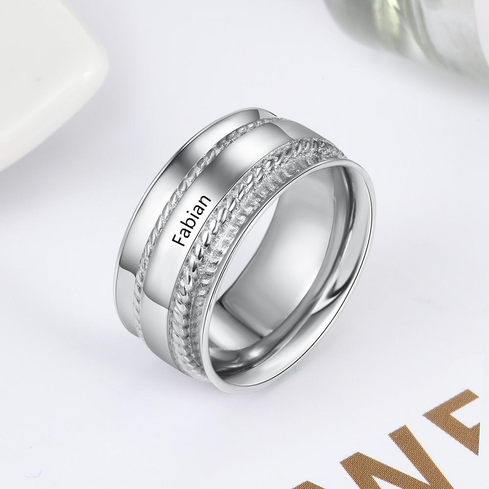 Personalized Custom Engraved Name Ring, Unisex Party Accessory, Trendy Jewelry Gift-Customized Jewel