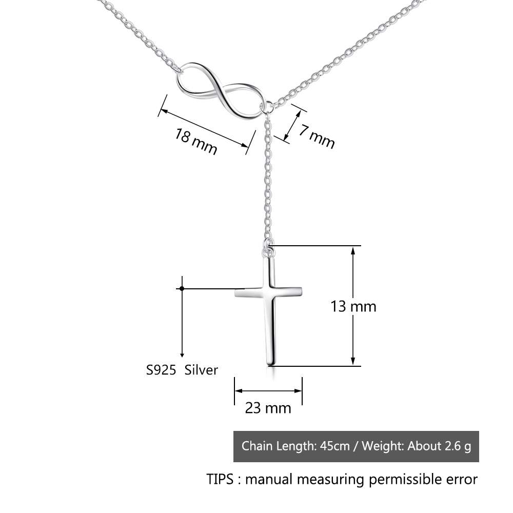 925 Sterling Silver Infinity Love Necklaces for Women with Cross Pendant – Linked Chain Necklaces – Classic Wedding Jewelry-Customized Jewel