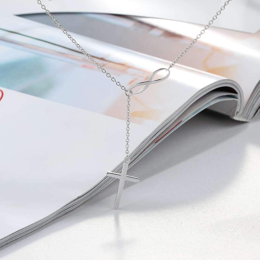 925 Sterling Silver Infinity Love Necklaces for Women with Cross Pendant – Linked Chain Necklaces – Classic Wedding Jewelry-Customized Jewel