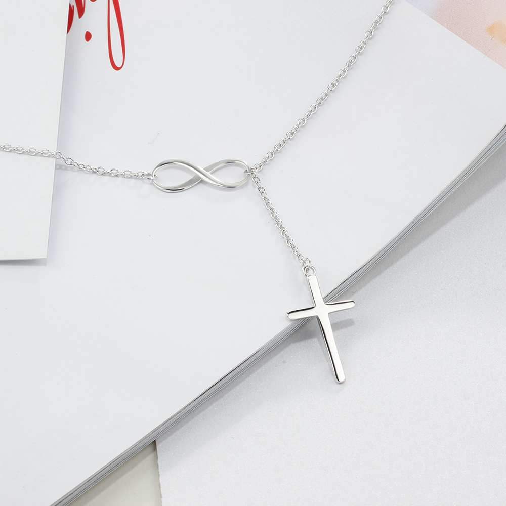 925 Sterling Silver Infinity Love Necklaces for Women with Cross Pendant – Linked Chain Necklaces – Classic Wedding Jewelry-Customized Jewel