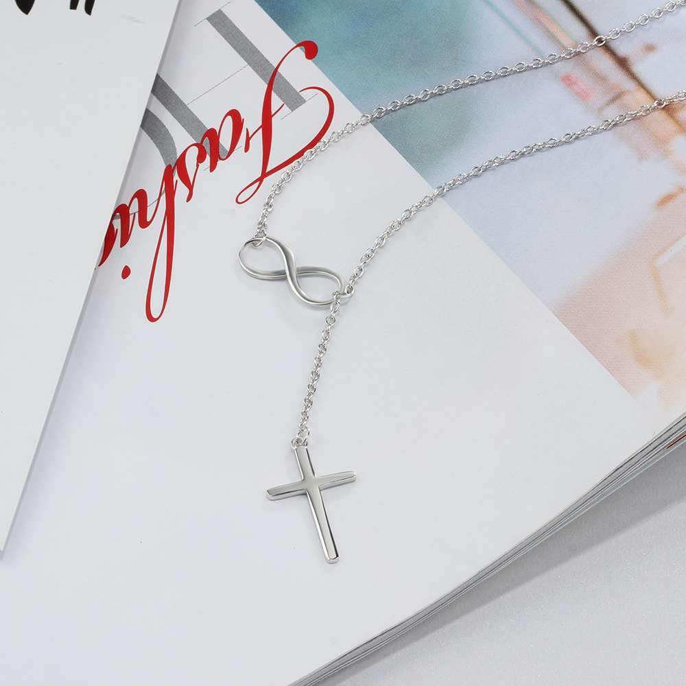 925 Sterling Silver Infinity Love Necklaces for Women with Cross Pendant – Linked Chain Necklaces – Classic Wedding Jewelry-Customized Jewel