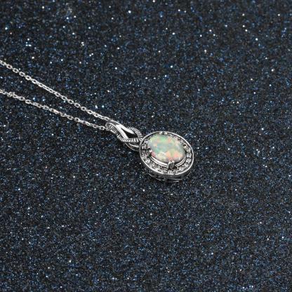 Hot Opal Pendants&Necklace 925 Sterling Silver Round Opal Fashion CZ Collares Jewelry-Customized Jewel