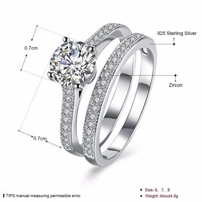 Engagement Ring Set - Sterling Silver Ring Bands with Cubic Zirconia Stones - Wedding Band rings-Customized Jewel