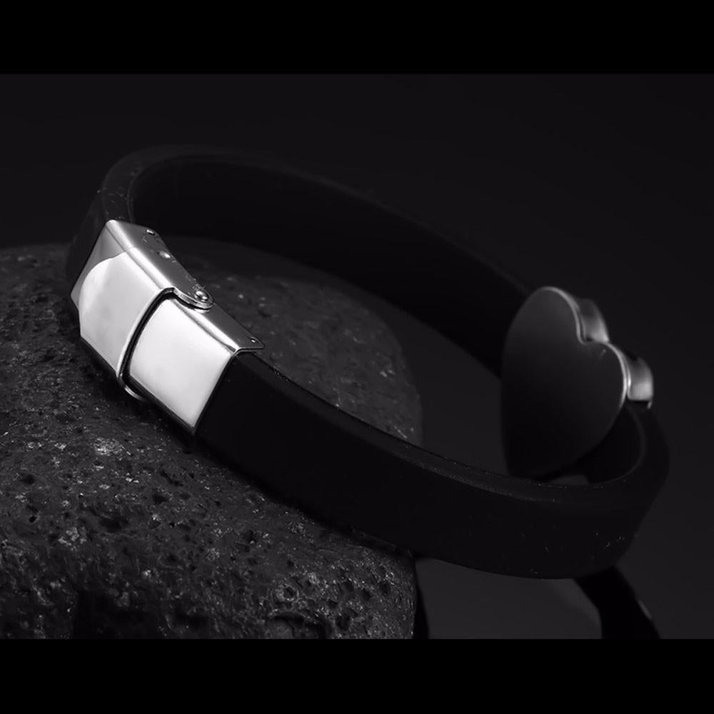 Personalized Stainless Steel Heart Shape Bracelets with Custom Name Engraving, Fashion Jewelry Bangles for Men-Customized Jewel