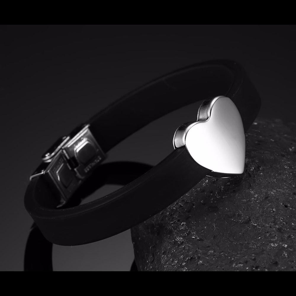 Personalized Stainless Steel Heart Shape Bracelets with Custom Name Engraving, Fashion Jewelry Bangles for Men-Customized Jewel