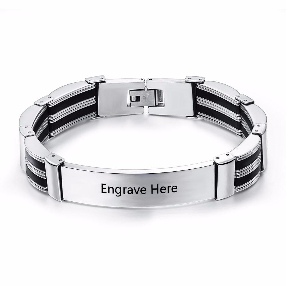 Titanium Steel Personalized Engrave Bracelets For Men Customization Text 205mm Length Bracelets & Bangles-Customized Jewel