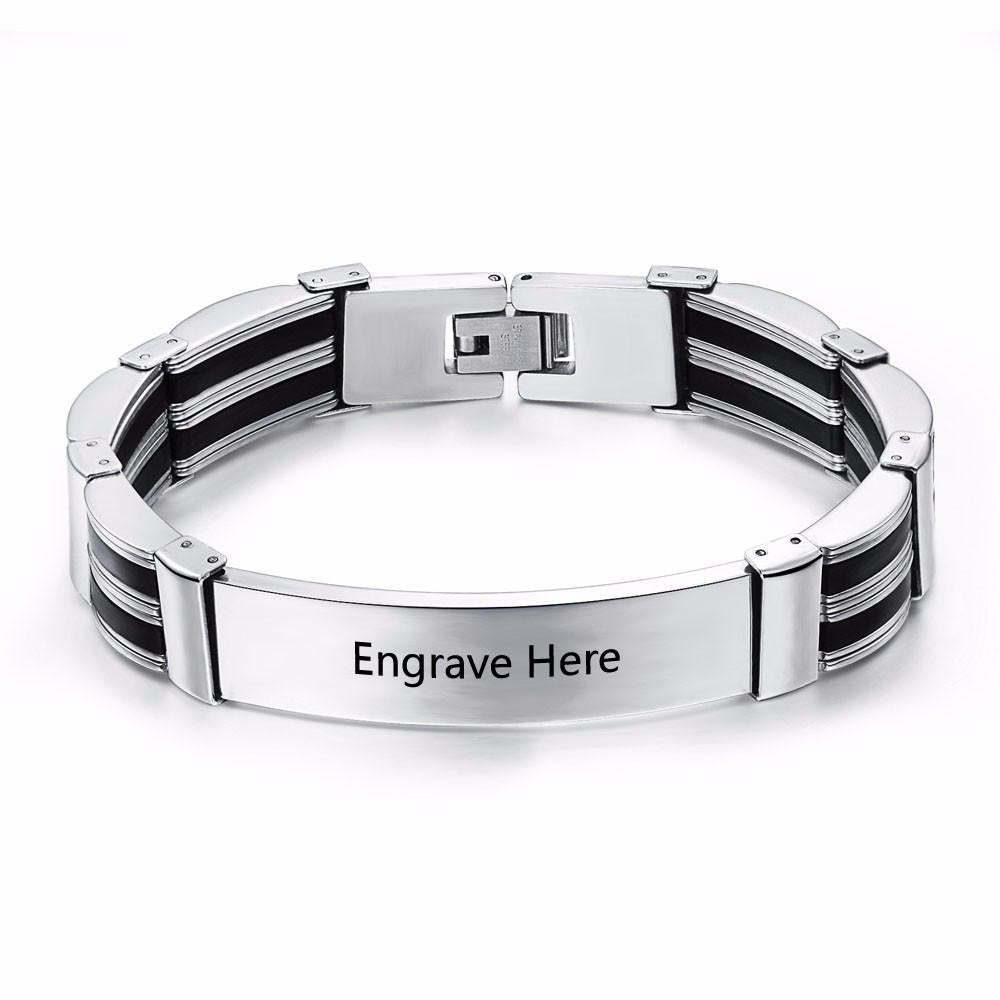 Titanium Steel Personalized Engrave Bracelets For Men Customization Text 205mm Length Bracelets & Bangles-Customized Jewel