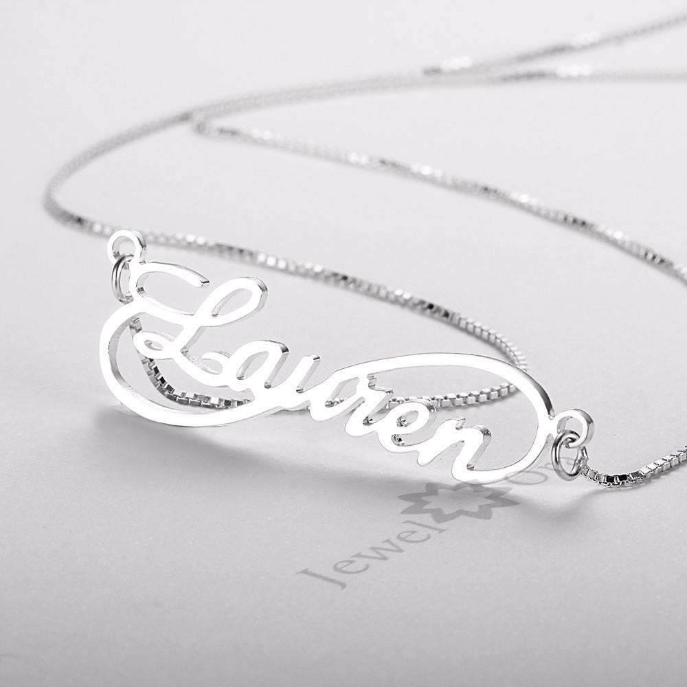 Personalized 925 Sterling Silver 8 Shape Infinity Necklace with Custom Name Pendant, Gift for Women-Customized Jewel