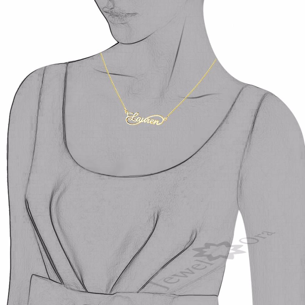 Personalized 925 Sterling Silver 8 Shape Infinity Necklace with Custom Name Pendant, Gift for Women-Customized Jewel