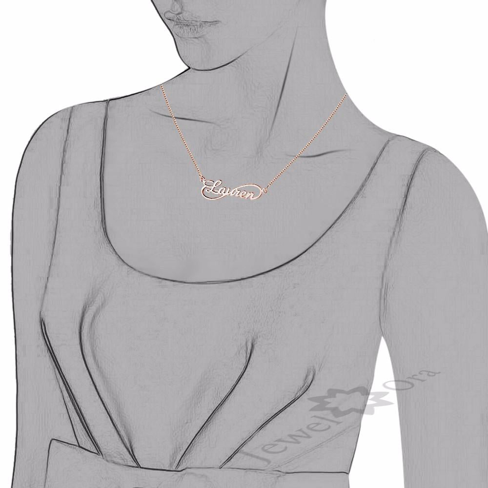 Personalized 925 Sterling Silver 8 Shape Infinity Necklace with Custom Name Pendant, Gift for Women-Customized Jewel