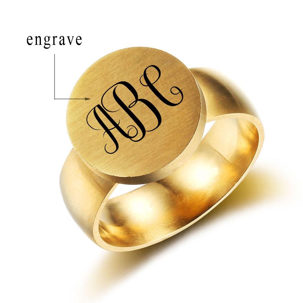 Personalized Stainless Steel Ring - One Custom Name - Circled Monogram Initials - Fashion Jewelry-Customized Jewel