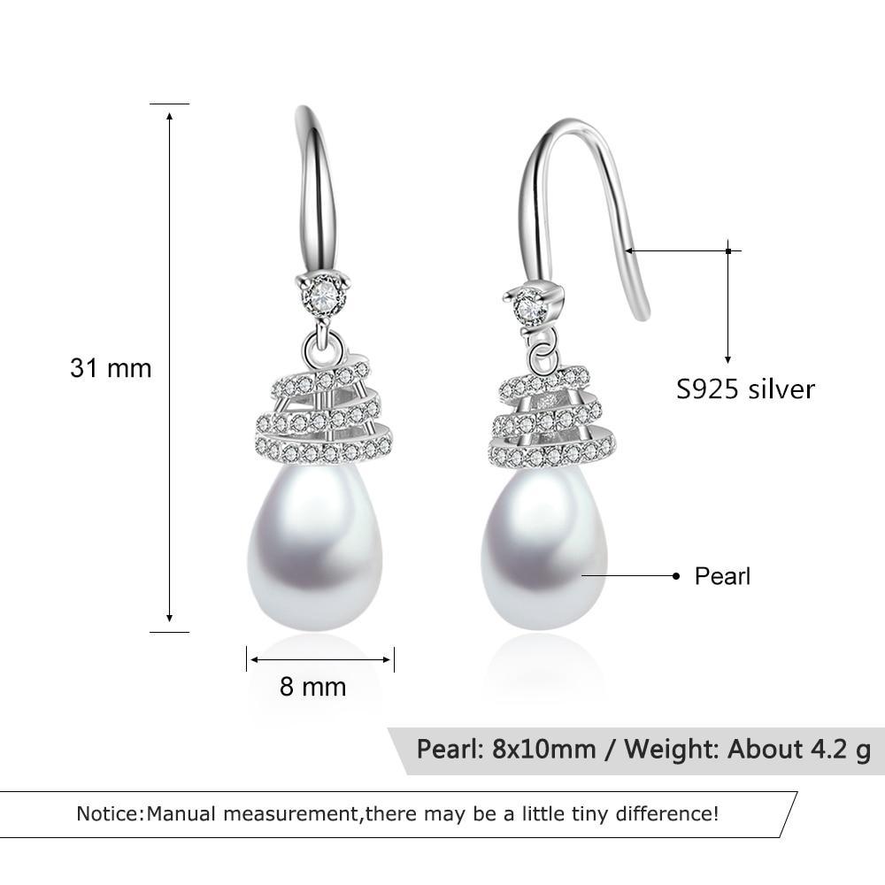 Wedding Fine Jewelry Women 925 Sterling Silver Pearl Dangle Earrings Cubic Zirconia Drop Earrings for Girls-Customized Jewel