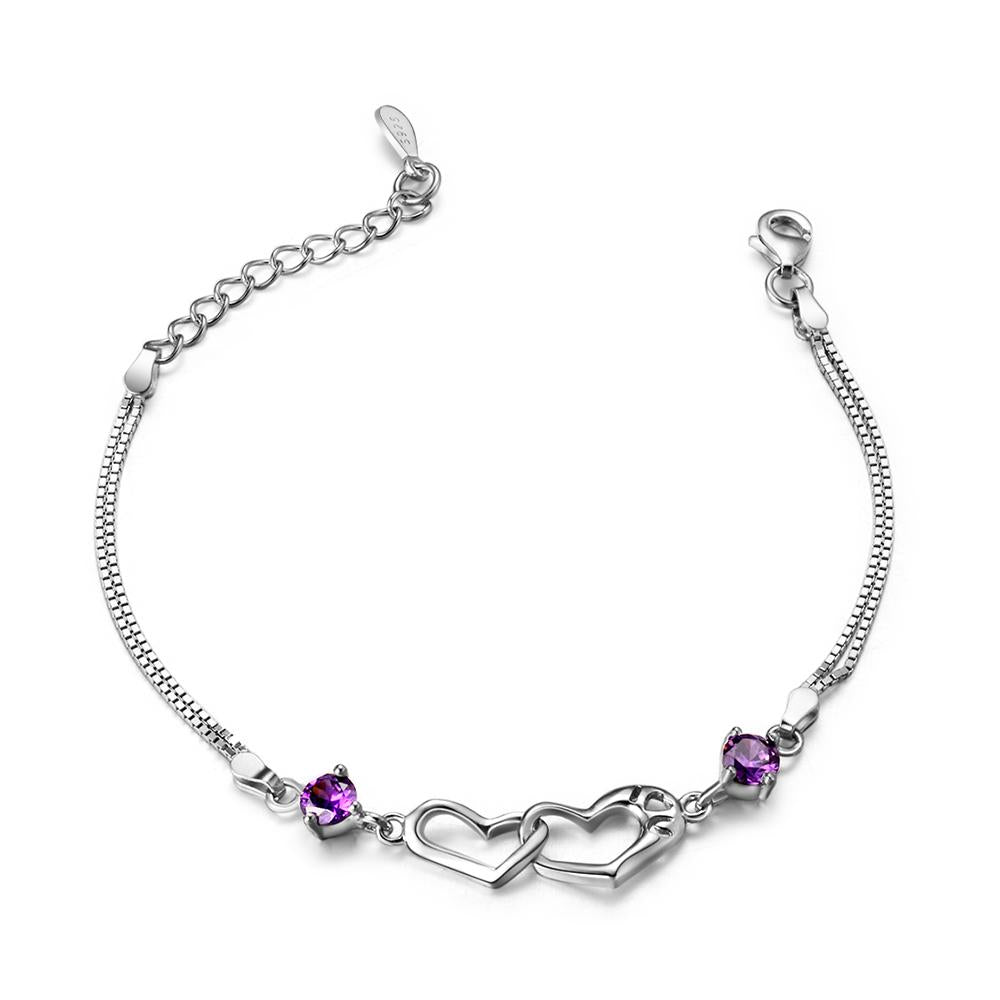 925 Sterling Silver Bracelets For Women Heart to Heart Jewely Cubic Zircionia Bracelets & Bangles Gift-Customized Jewel