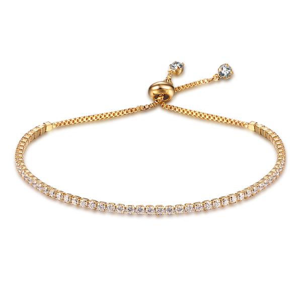 Party Jewelry Adjustable Bracelet for Women 2mm Cubic Zirconia Gold Color Bracelets & Bangles Gift For Her-Customized Jewel