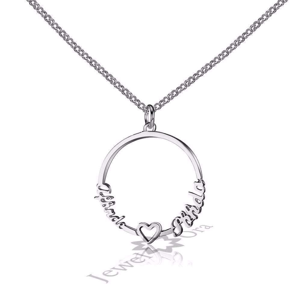 Personalized Custom 2 Names Necklace for Women 925 Sterling Silver Circle Necklace with Heart Fine Jewelry-Customized Jewel