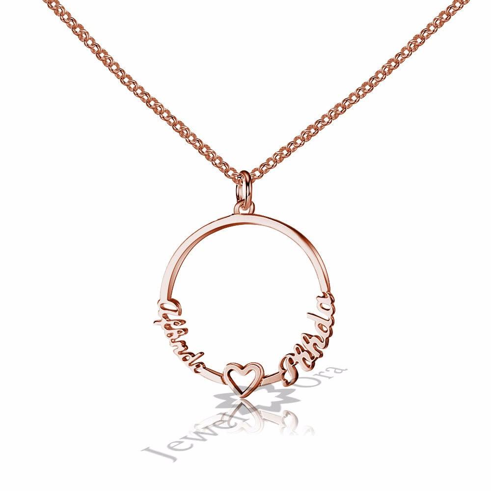 Personalized Custom 2 Names Necklace for Women 925 Sterling Silver Circle Necklace with Heart Fine Jewelry-Customized Jewel