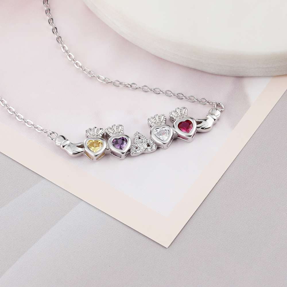 Personalized Birthstone Necklace Heart Stone 925 Sterling Silver Necklaces & Pendants Gift For Girl Friend-Customized Jewel