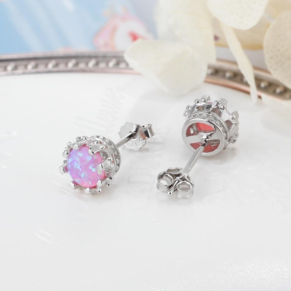 7mm Milky Opal Round Stud Earrings For Women Solid 925 Sterling Silver Earring Fashion Jewelry Gift For Party-Customized Jewel