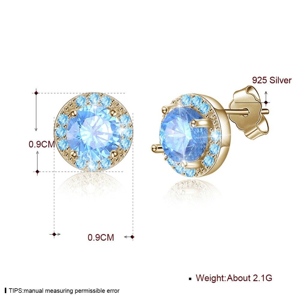925 Sterling Silver Cubic Zirconia Stud Earrings, Different Color Options, Trendy Fashion Jewelry Gift for Women-Customized Jewel