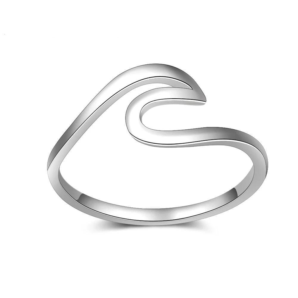 925 Sterling Silver Finger Rings for Women – Ocean Wave Wedding Bands – Fashion Jewelry-Customized Jewel