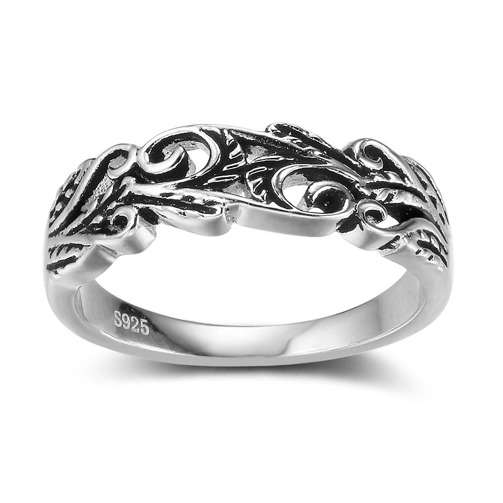 925 Sterling Silver Punk Style Hollow Out Ring, Fashion Jewelry Gift for Women-Customized Jewel