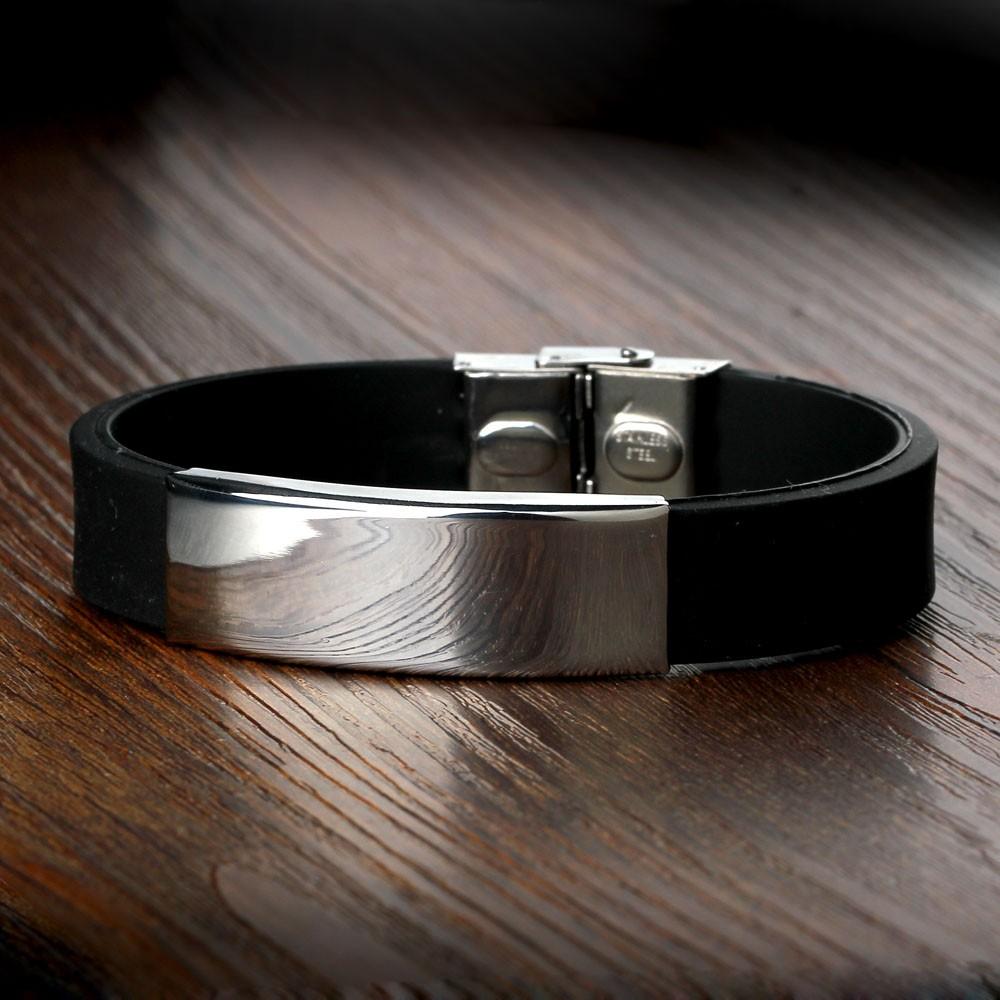 Silicone Stainless Steel Bracelets & Bangles Casual & Sporty Jewelry Fashion Men's Bracelet New-Customized Jewel