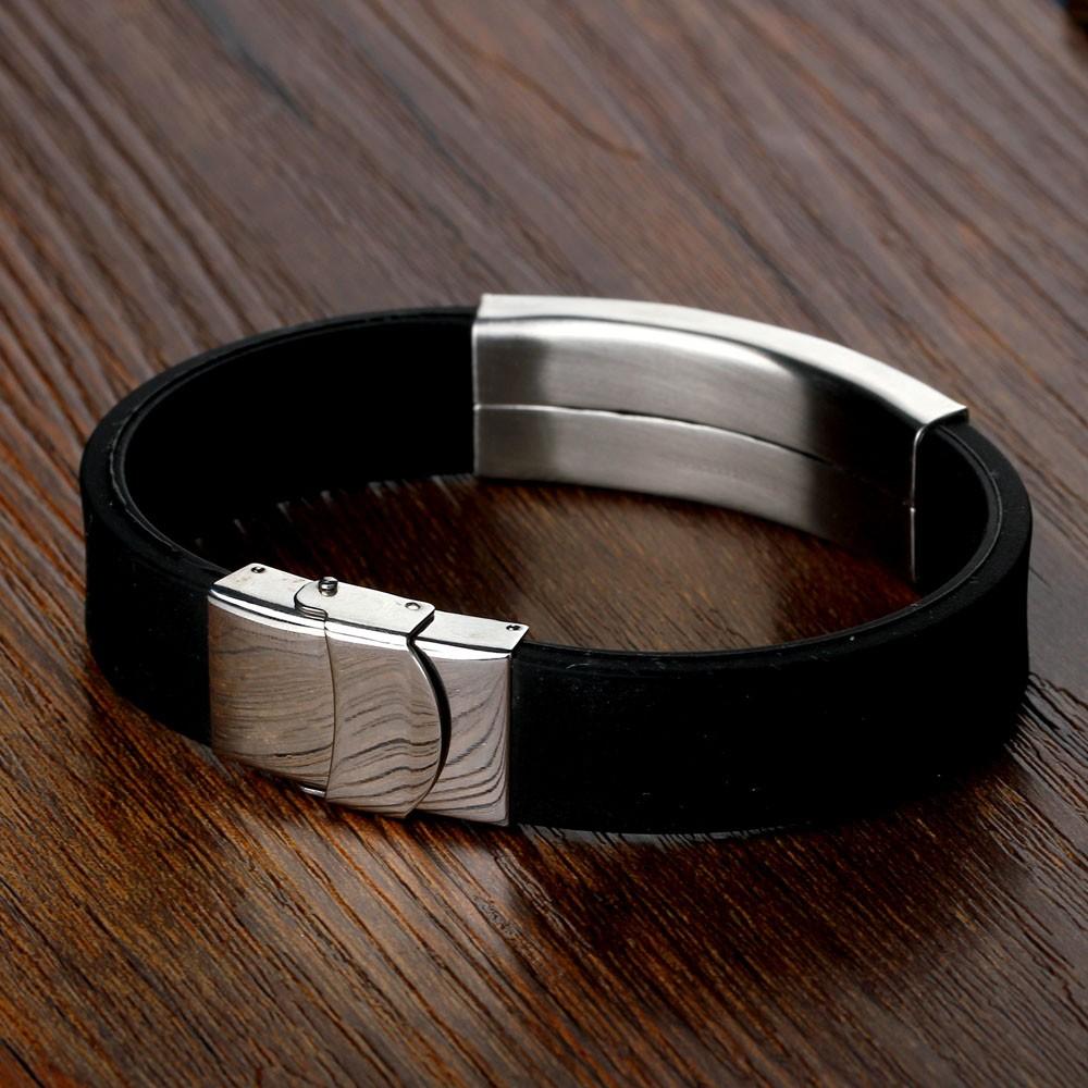 Silicone Stainless Steel Bracelets & Bangles Casual & Sporty Jewelry Fashion Men's Bracelet New-Customized Jewel