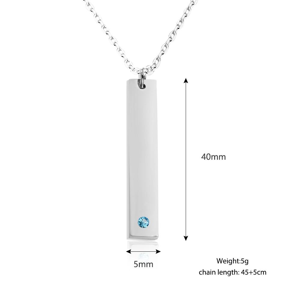 Personalized Stainless Steel Necklace with Engrave Name Bar & Birthstone Pendant-Customized Jewel