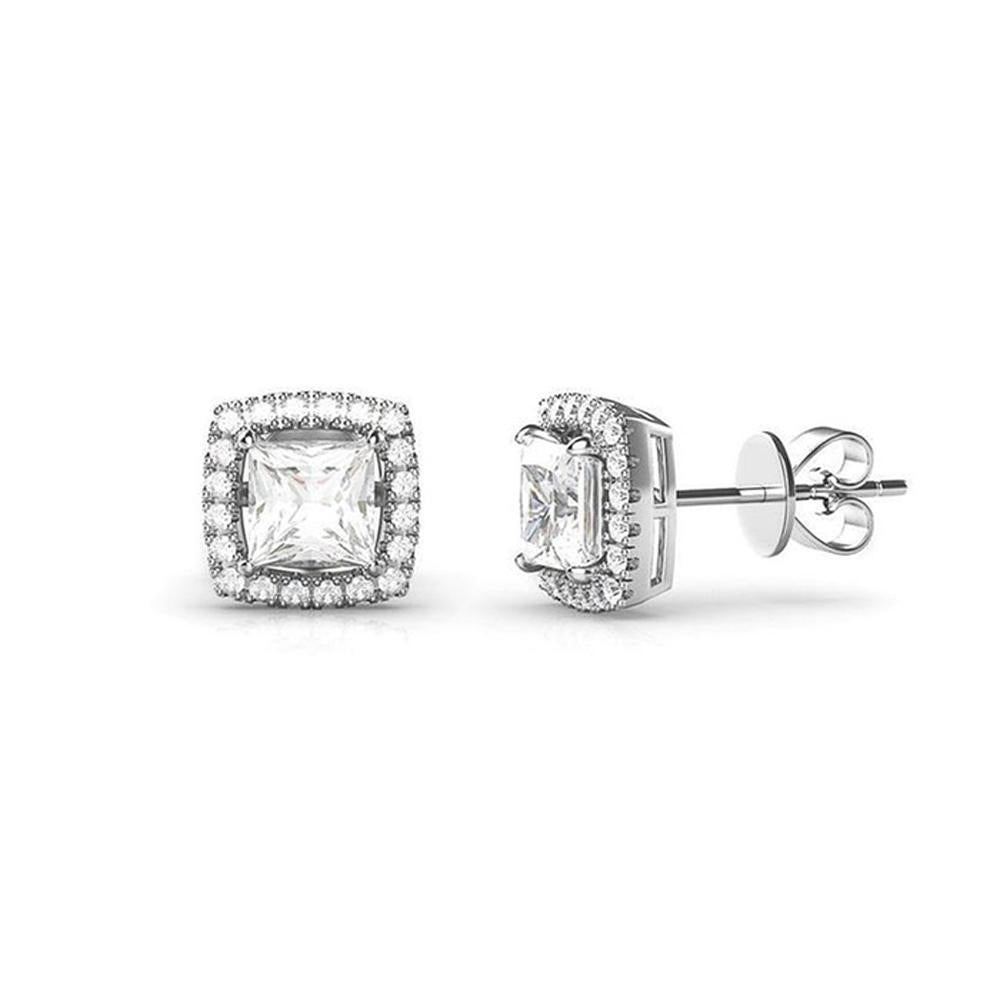 6MM Square Cubic Zirconia Sterling Silver Earrings For Women Fashion Jewelry Stud Earring-Customized Jewel