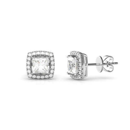 6MM Square Cubic Zirconia Sterling Silver Earrings For Women Fashion Jewelry Stud Earring-Customized Jewel