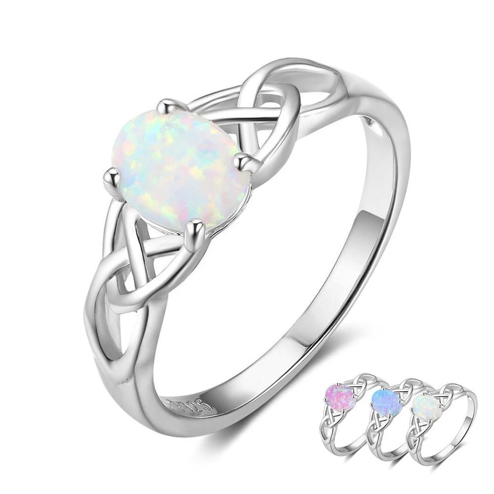 Women Jewelry 925 Sterling Silver Ring With Oval Milky Opal Stone Wedding Bands Romantic Style Gifts-Customized Jewel