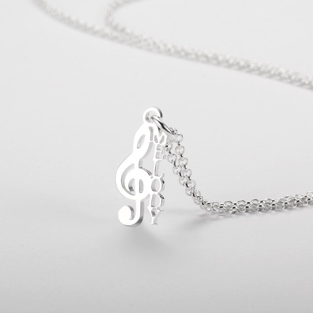 Personalized Women’s 925 Sterling Silver Necklace with Custom Name Musical Note Pendant for Women-Customized Jewel