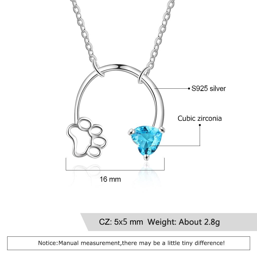 Personalized 925 Sterling Silver Dog Cat Footprints Paw Necklace & Heart Pendant, Trendy Jewelry Gift-Customized Jewel