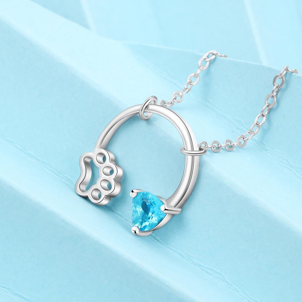 Personalized 925 Sterling Silver Dog Cat Footprints Paw Necklace & Heart Pendant, Trendy Jewelry Gift-Customized Jewel